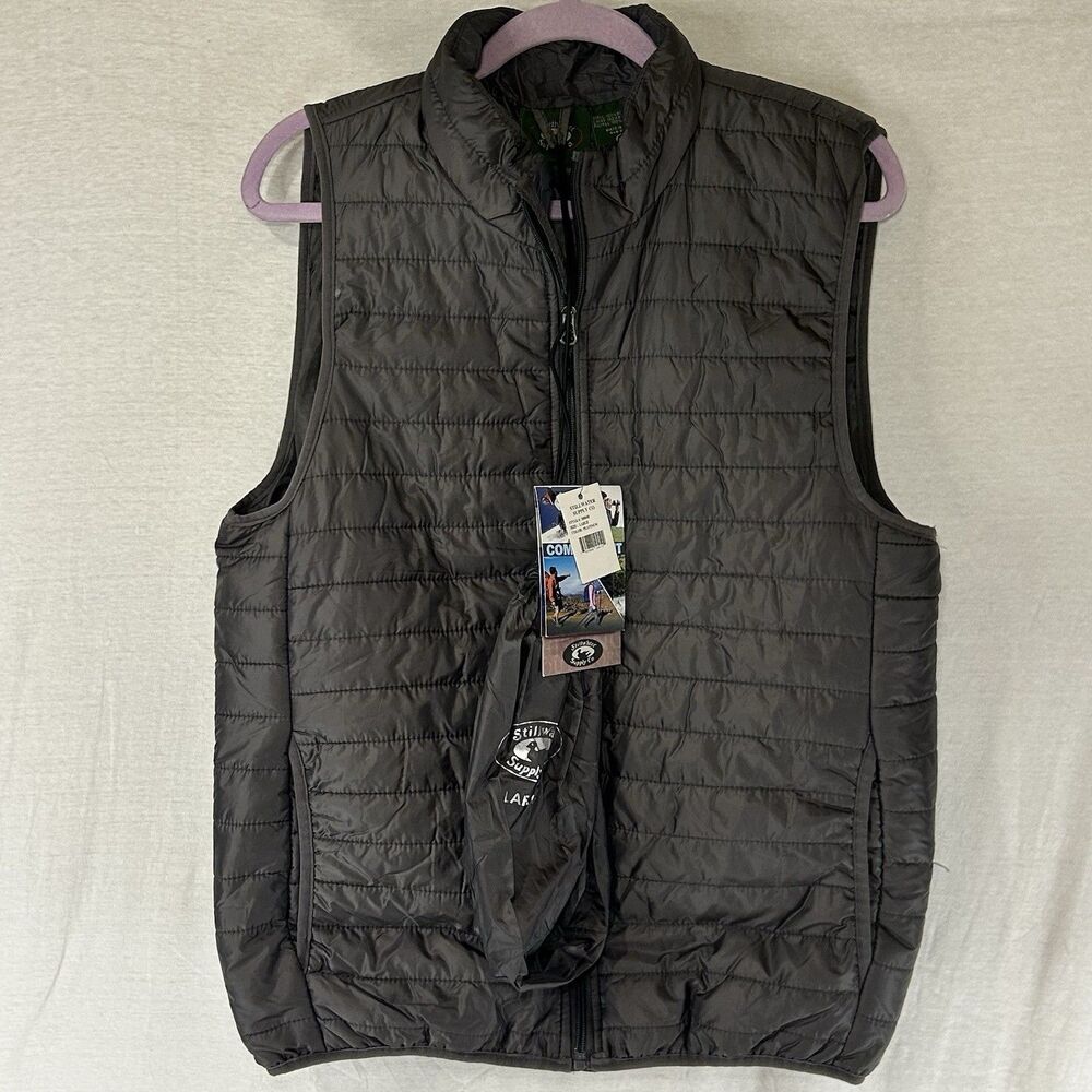 StillWater Men’s L Lightweight Zip Packable Insulated Puffer Vest Jacket Gray
